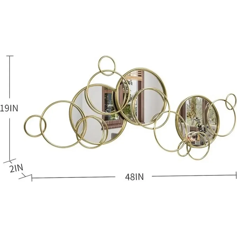Joudia Gold Multi Round Wall Mirror Decor 48 x19 in